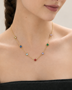 Rainbow Gem Necklace - 18k Gold ( Demi Fine )