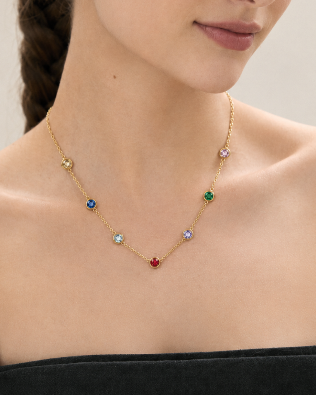 Rainbow Gem Necklace - 18k Gold ( Demi Fine )