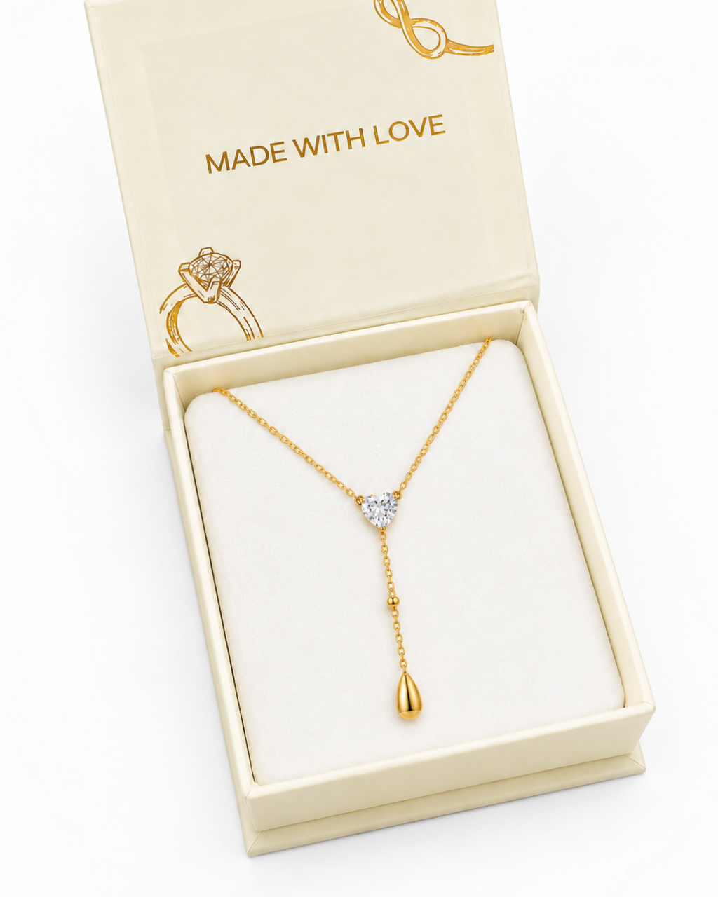 Crystal Drop Necklace - 18k Gold ( Demi Fine )