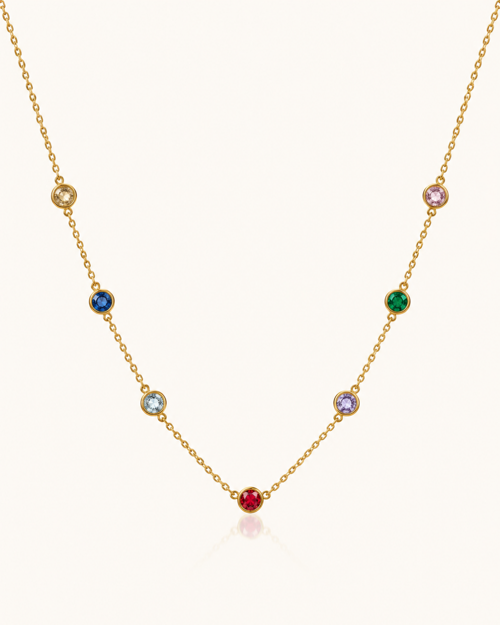 Rainbow Gem Necklace - 18k Gold ( Demi Fine )