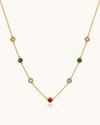 Rainbow Gem Necklace - 18k Gold ( Demi Fine )