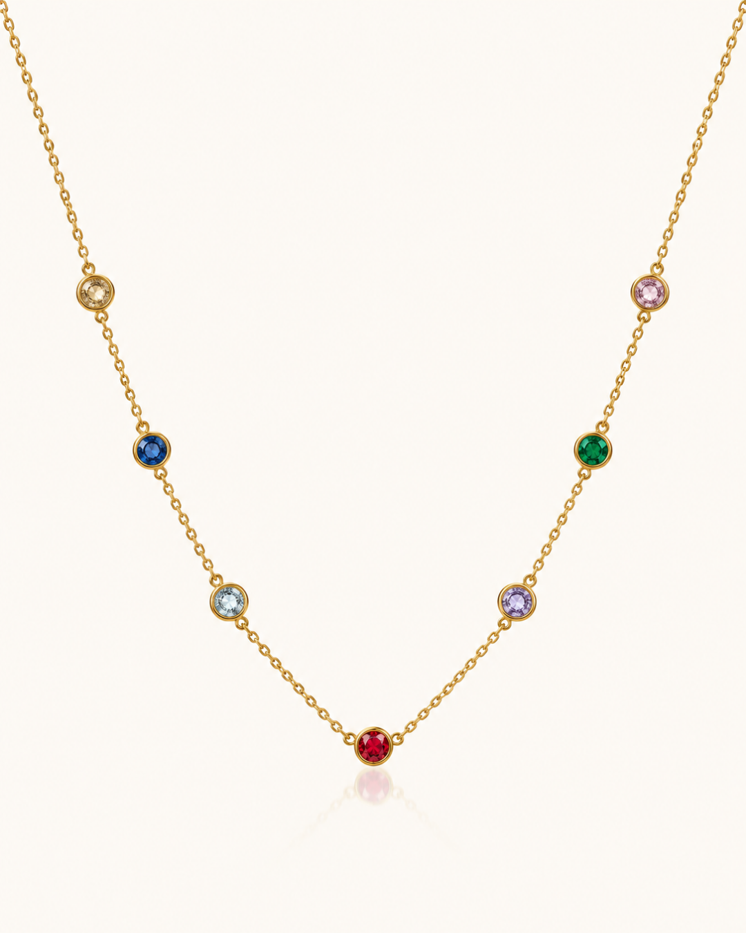 Rainbow Gem Necklace - 18k Gold ( Demi Fine )