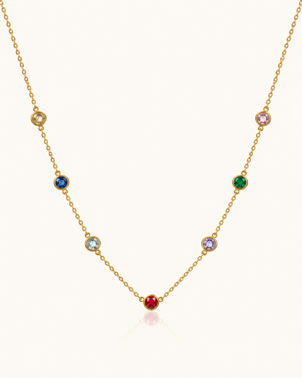 Rainbow Gem Necklace - 18k Gold ( Demi Fine )