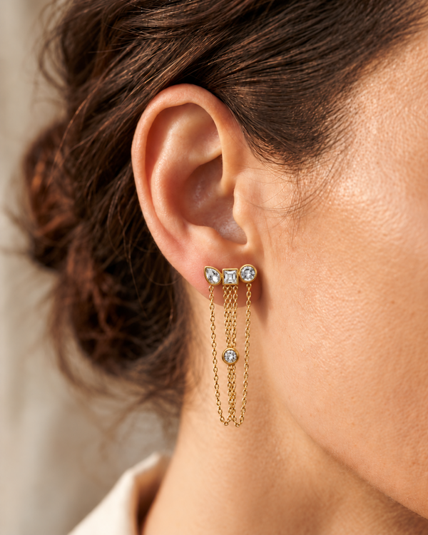 Ziva Chain Earrings - 18k Gold ( Demi Fine )
