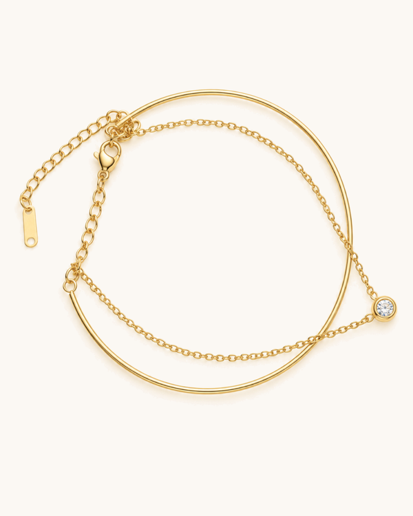 Bangle Chain Layered Bracelet - 18k Gold ( Demi Fine )