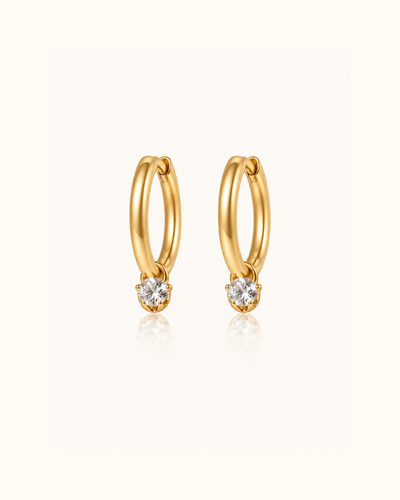Crystal Huggie Earrings - 18k Gold ( Demi Fine )