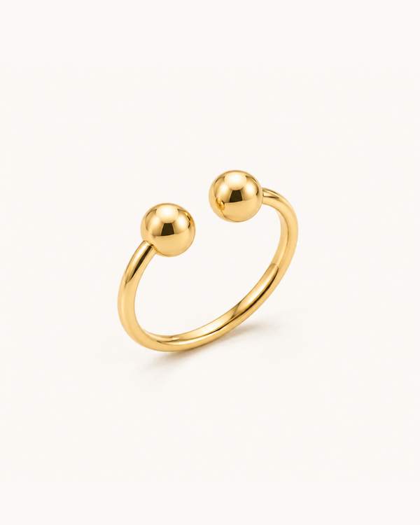 Golden Spherical Bypass Ring - 18K (Demi Fine)
