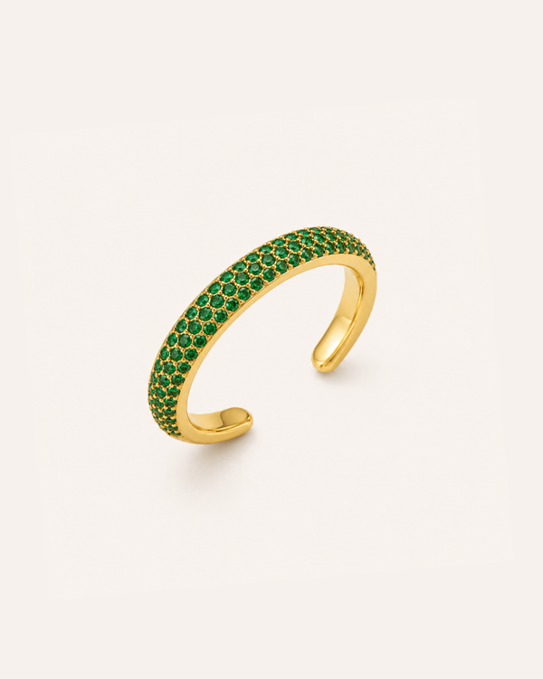 Green Pave Ring - 18k Gold (Demi Fine)