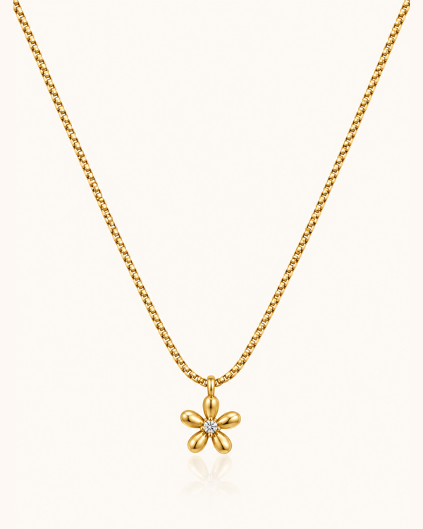 Flower Charm Necklace - 18k Gold ( Demi Fine )