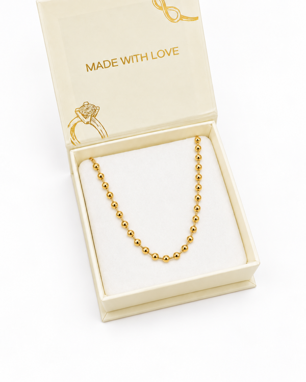 Ball Chain Necklace - 18k Gold ( Demi Fine )