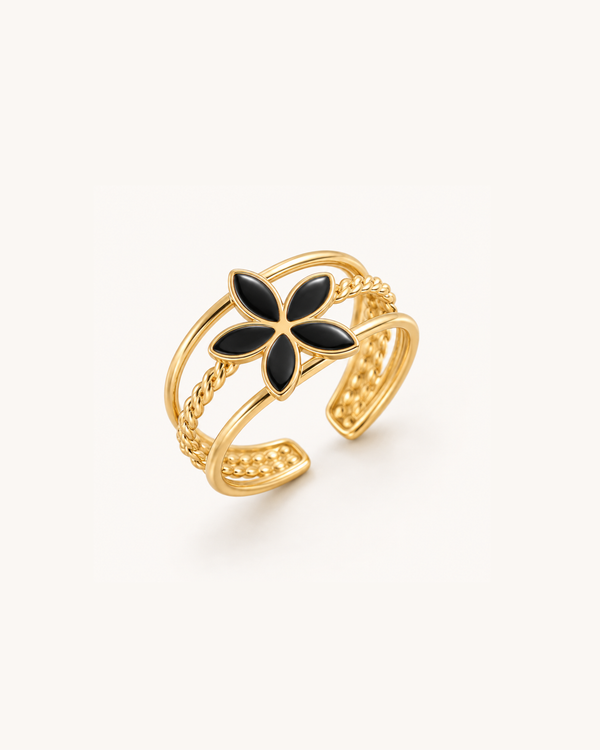 Black Stone Ring - 18k Gold (Demi Fine)