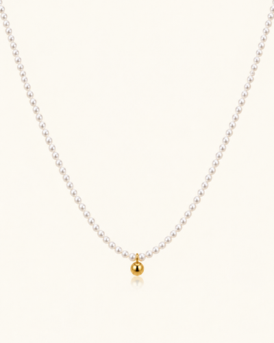 Mini Pearl Bead Necklace - 18k Gold ( Demi Fine )