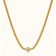 Box Chain Solitaire Necklace - 18k Gold ( Demi Fine )