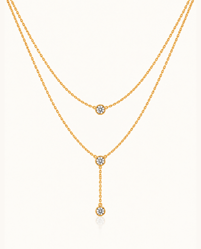 Layered Crystal Necklace - 18k Gold ( Demi Fine )