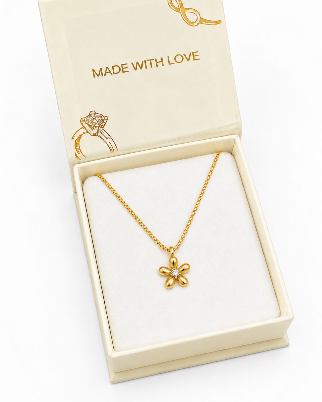 Flower Charm Necklace - 18k Gold ( Demi Fine )
