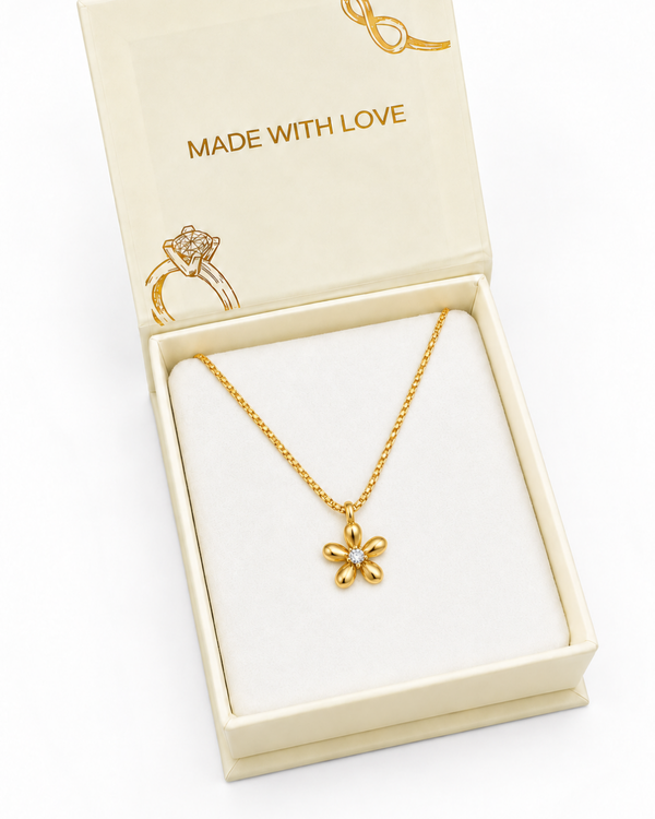 Flower Charm Necklace - 18k Gold ( Demi Fine )