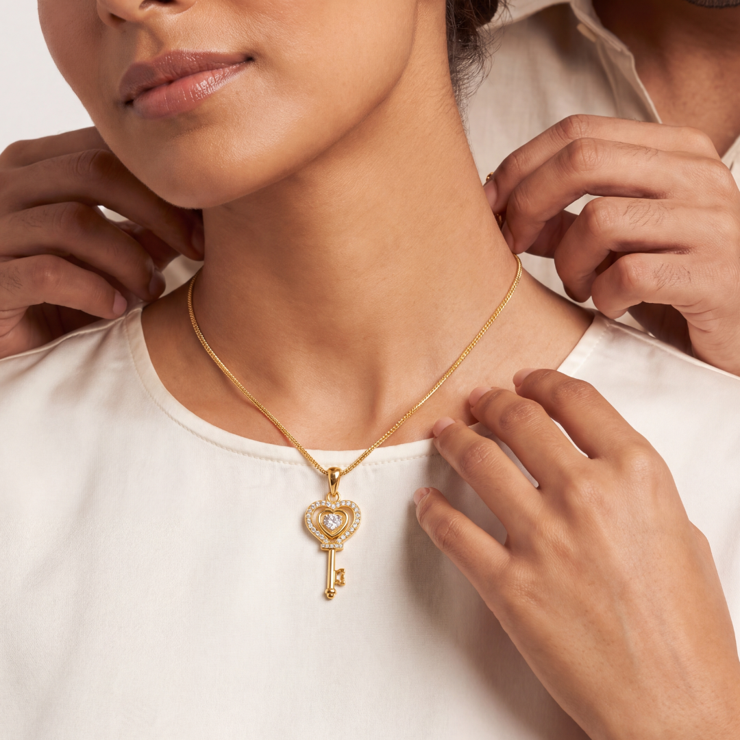 Golden Key to Heart Necklace