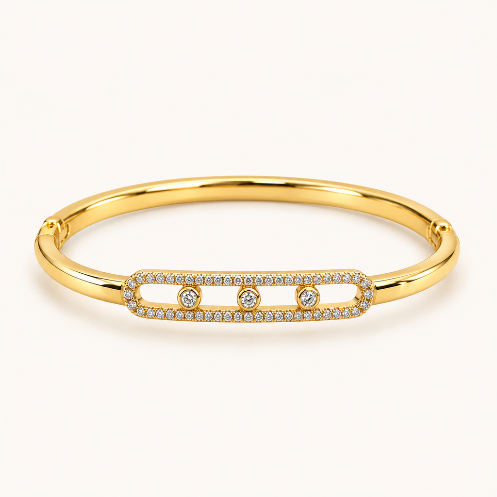Three Dot Kada - 18k Gold ( Demi Fine )