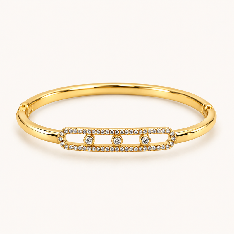 Three Dot Kada - 18k Gold ( Demi Fine )