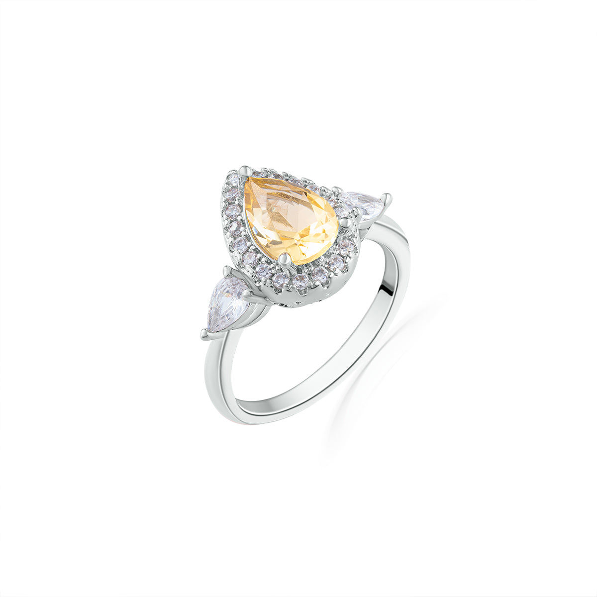 Yellow Zircon Tear-Drop Ring