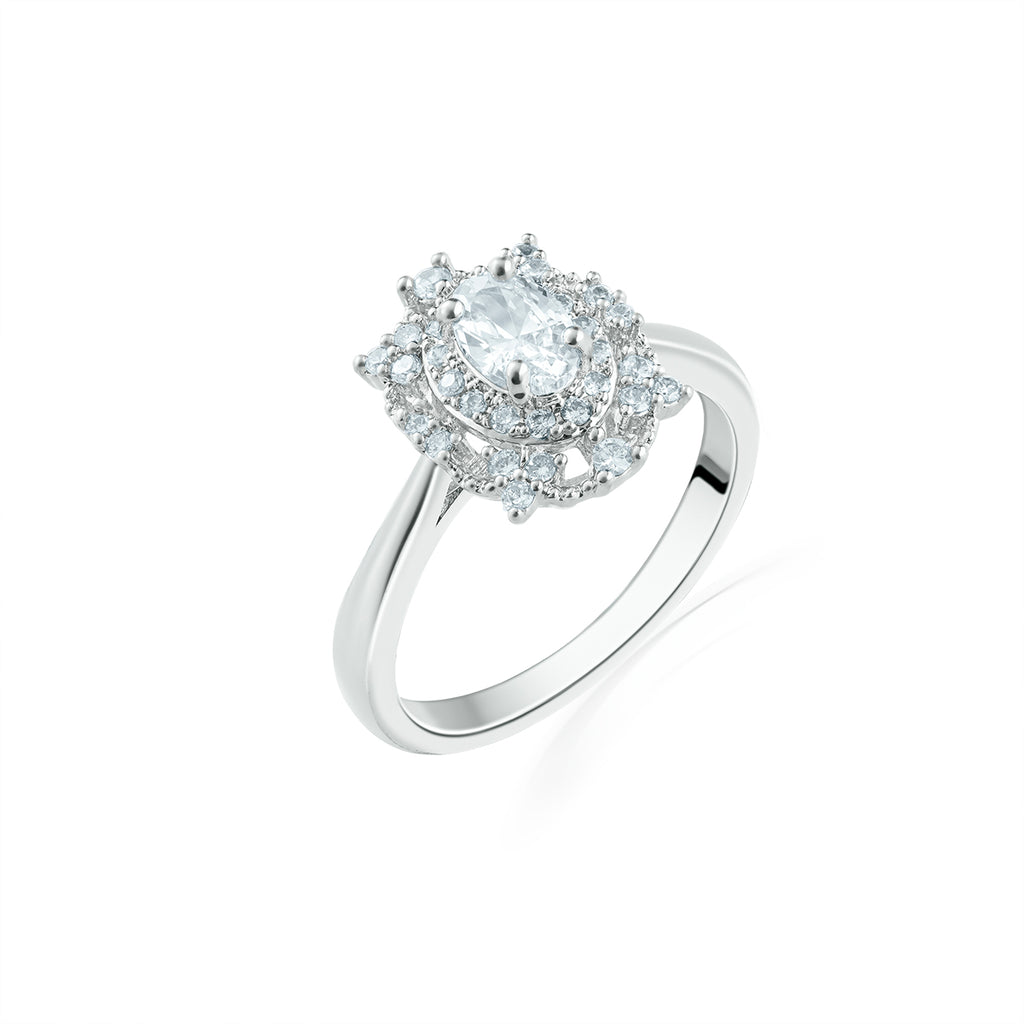 Starburst Halo Oval Zircon Ring