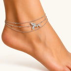 Silver Butterfly Charm Anklet