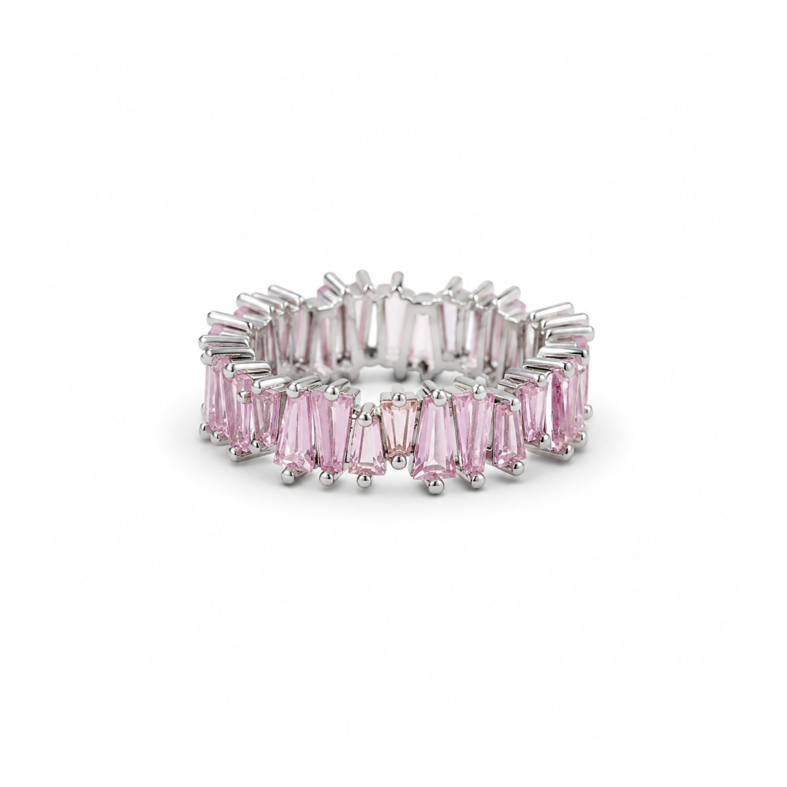 Baguette Pink Zircon Eternity Ring