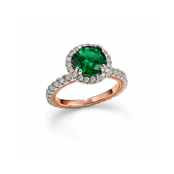 Green Zircon Halo Ring