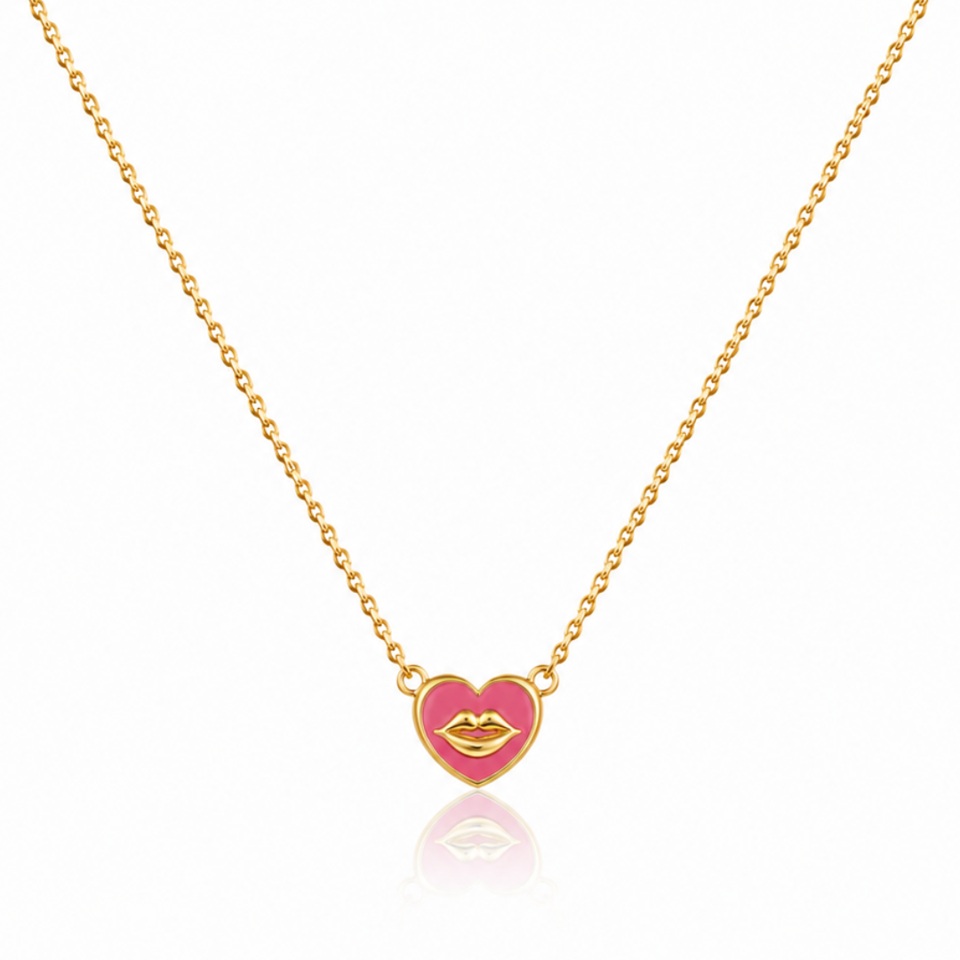 Pink Kiss necklace - 18k Gold (Demi Fine)