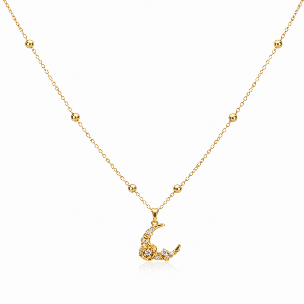 Moonlit Rose Pendant Necklace