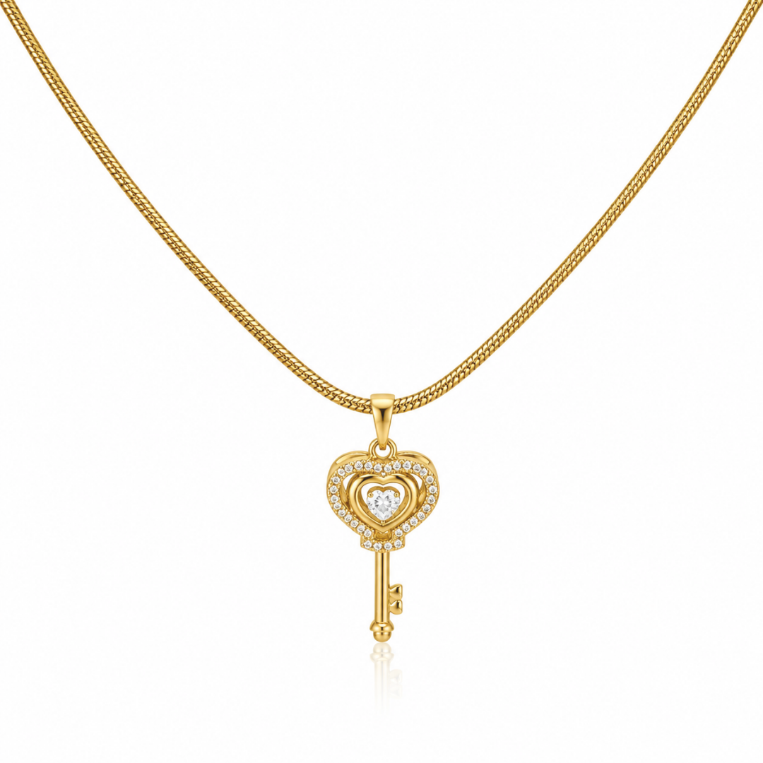 Golden Key to Heart Necklace