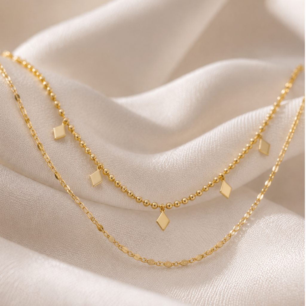 Golden Rhombus Layered Necklace