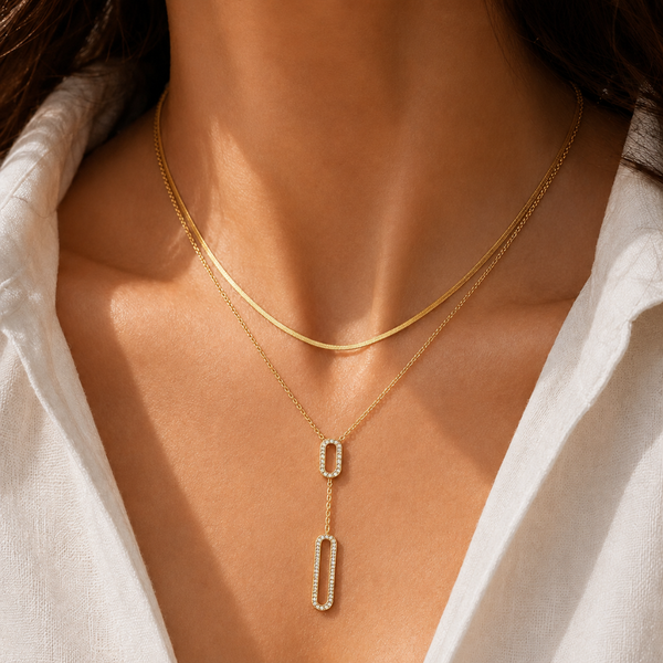 Oval Drop Necklace - 18K Gold (Demi Fine)