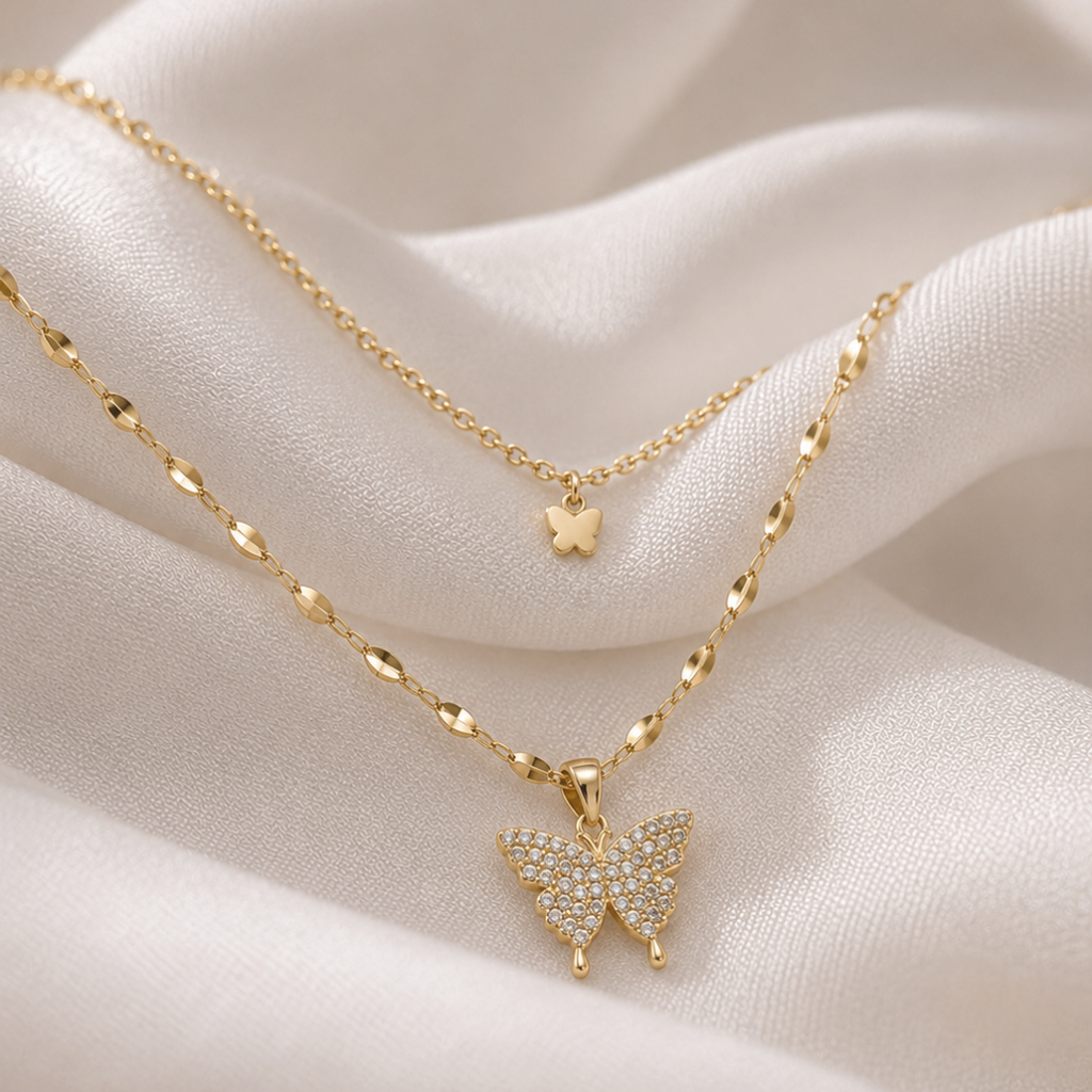 Crystal Flutter Layered Necklace