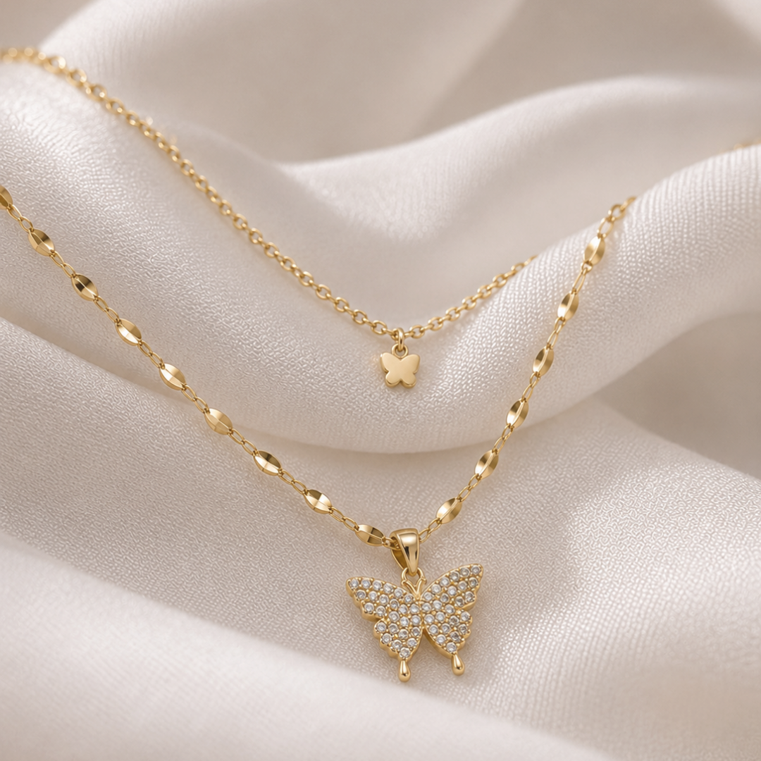 Crystal Flutter Layered Necklace